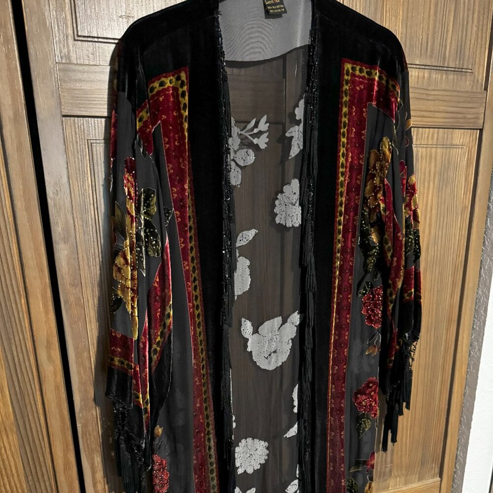 Lucy’s Silk Sequined Long Cover Up in Black